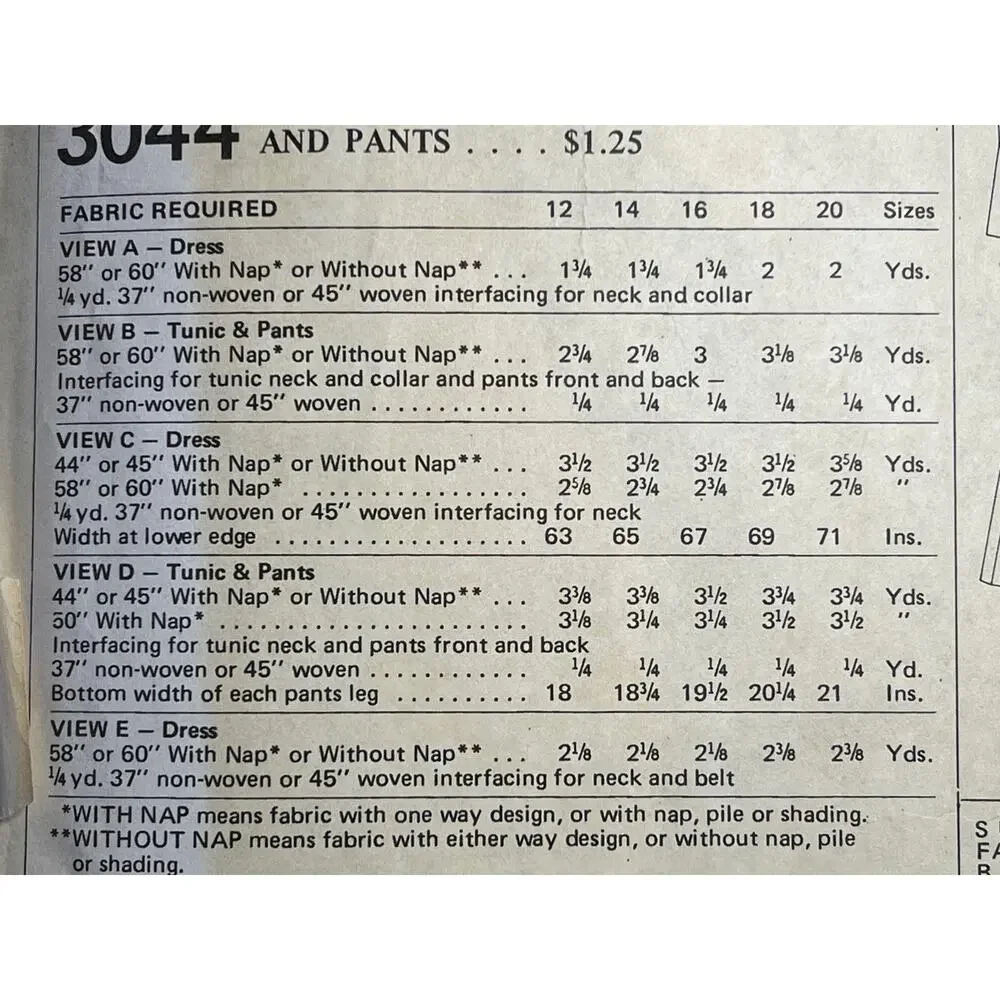 McCalls Sewing pattern 3044 Maxi dress tunic pant 1970s Size 16